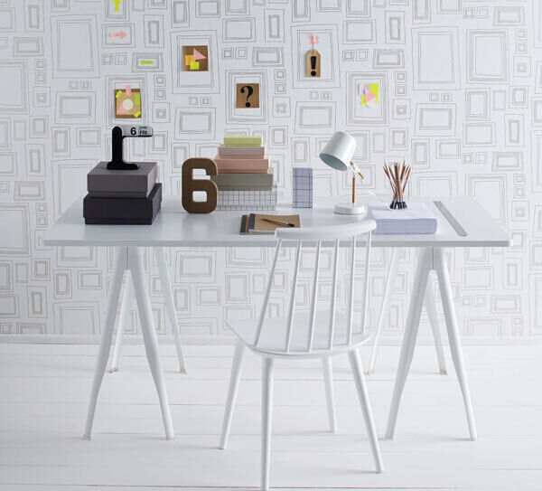 The witty Frames wallpaper by Graham & Brown allows for creativity by using the frame pattern to hang photos or make drawings (€28p/roll).