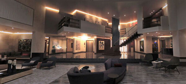 From the set of Fifty Shades Darker comes the Italian Minotti Seymour sofa in the centre, and to the right Minotti’s Prince armchairs.