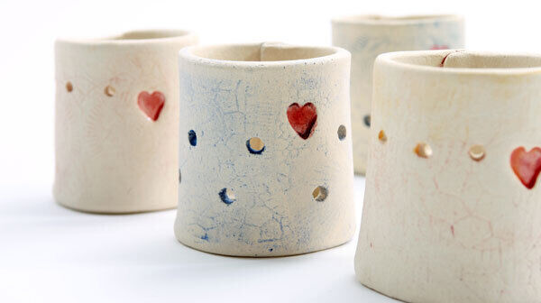 These tea light candle holders come from the Home Comforts range by Sarah McKenna. The pieces are impressed with a lacy pattern, with a bright red glossy heart included in the design. Retail price for one candle holder: €15