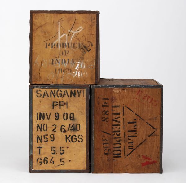 Tea chests made from Indian plywood with riveted metal edges were used to transport tea to Britian, New Zealand and Australia, and later repurposed for non-food use.