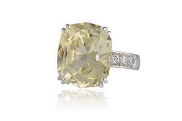This cushion-shaped yellow sapphire ring is at Adams jewellery sale in Dublin next Tuesday.