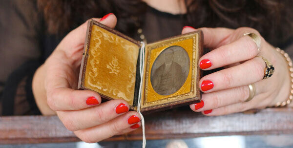 Chantal Fortune currently sells small antique and vintage items — such as this Cased Victorian Daguerreotype (regular price €120.00) — online at www.fortunesantiques.com