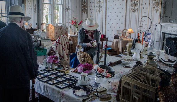 Browsing the many antiques and curios at last year’s Antiques and Vintage Fair at Wells House and Gardens in Co Wexford.