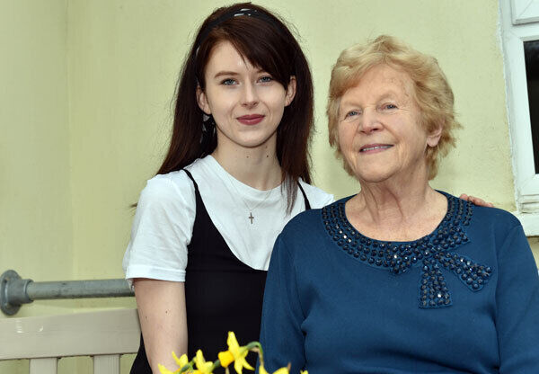 Claire Anderson with her grandmother Sheila Harrington in Carrigaline, County Cork. Picture: Eddie O’Hare