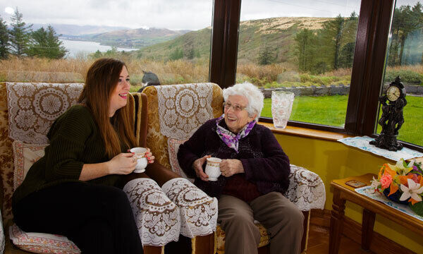 Anna O’Donoghue talking with her grandmother Maureen O’Donoghue on Valentia Island. Picture: Alan Landers