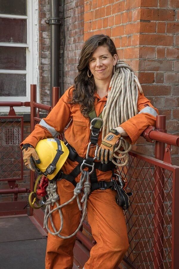 Jen Kelly, industrial abseiler, set up a network for women working in trades in Ireland. Picture: Morley Von Sternbergand and the NAWIC London project 'Image of Women in Construction