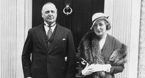 Edmund Maurice Burke Roche, Baron Fermoy (1885 - 1955) and his wife Lady Fermoy after attending a society wedding.