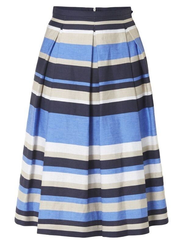 Helen McAlinden’s flared stripe skirt, €195. Helen McAlinden’s flared stripe skirt, €195.