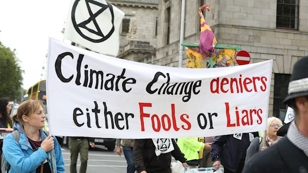 Extinction Rebellion protesters pictured outside the Four Courts in Dublin. Pic: Collins