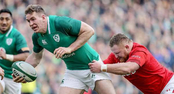 Chris Farrell with Samson Lee of Wales. Photo: INPHO/Dan Sheridan Chris Farrell with Samson Lee of Wales. Photo: INPHO/Dan Sheridan