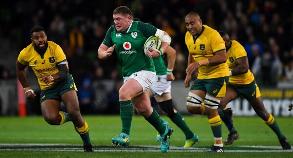 Tadhg Furlong goes on the charge against Australia. Picture: Sportsfile