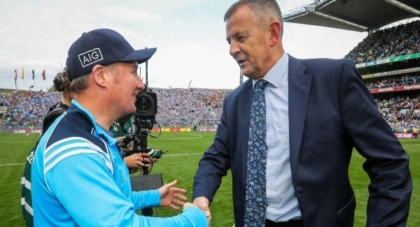 Jim Gavin is congratulated by John Costello, chief executive of Dublin County Board after the All-Ireland final win. Picture: INPHO/Ryan Byrne Jim Gavin is congratulated by John Costello, chief executive of Dublin County Board after the All-Ireland final win. Picture: INPHO/Ryan Byrne