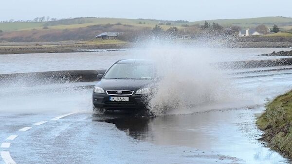 Spot flooding on the coast road near Westport as Lorenzo approaches Pic Paul Mealey