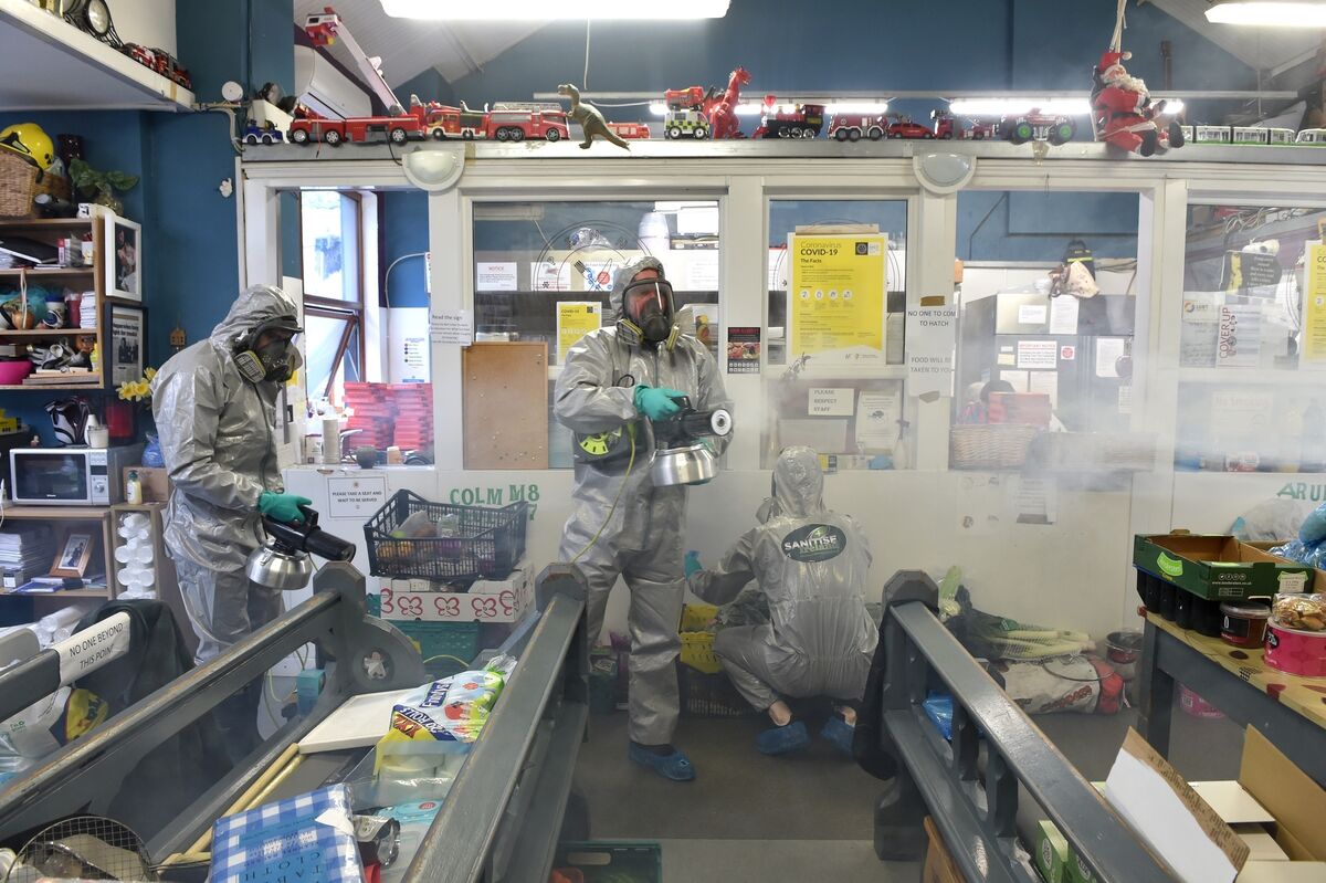 James Murphy-Stout, Kyle Hosford and Blake Murphy working with Sanitise Ireland and giving a deep clean to Cork Penny Dinners.   Picture: Dan Linehan