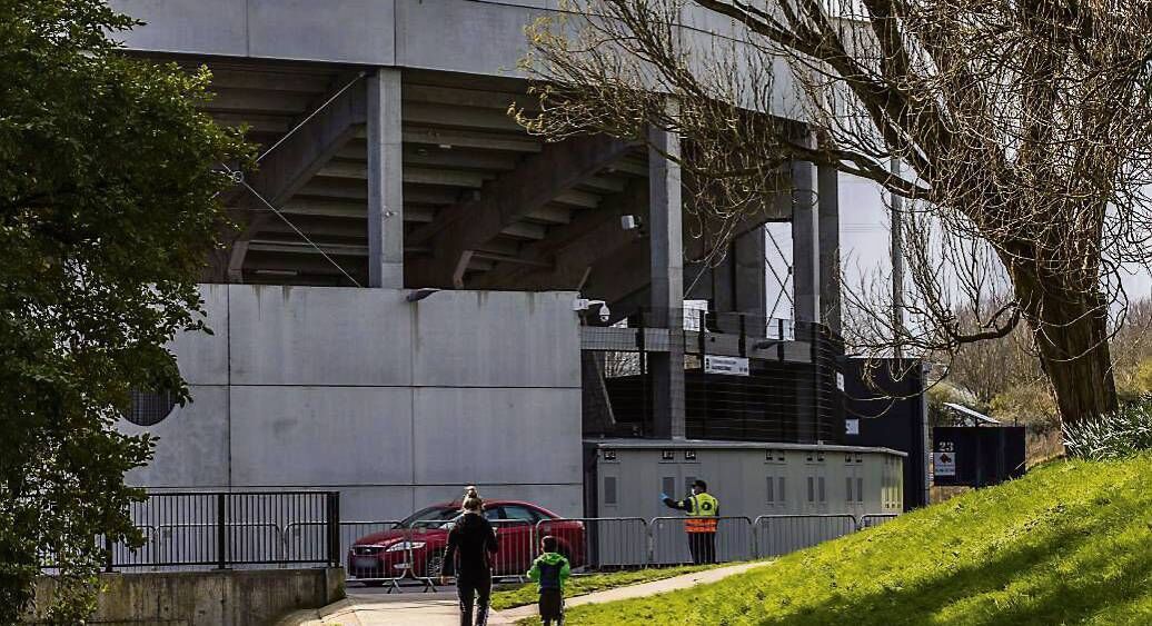 A busy morning at Páirc Uí Chaoimh in March as people queue for Covid-19 tests. A shortage of sampling kits forced the suspension of testing for a time, but it is set to ramp up this week. Picture: Clare Keogh