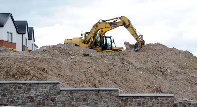 Work and machinery at a standstill at a housing development in Cork. Picture Denis Minihane.