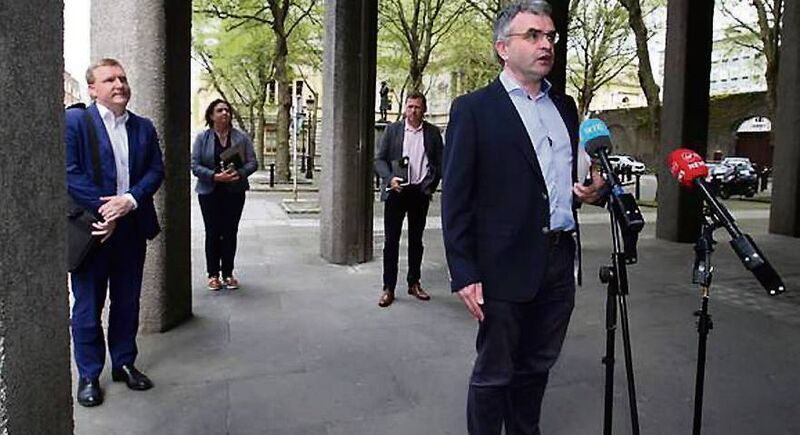 Dara Calleary TD, Barry Cowen TD, Michael McGrath TD and Anne Rabbitte TD, Fianna Fáil, arrive for Government formation talks at the Department of Agriculture, Dublin. Photo: Sam Boal/Rollingnews.ie