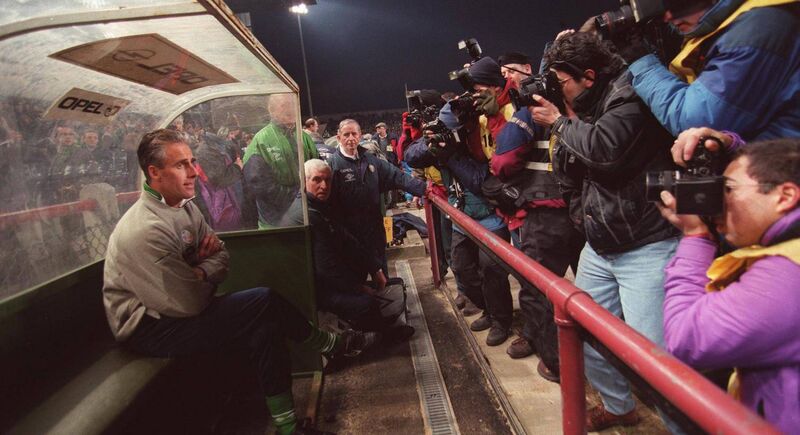 All eyes on Mick McCarthy before his first game in charge of Republic of Ireland — against Russia at Lansdowne Road on March 27, 1996. Picture: Inpho