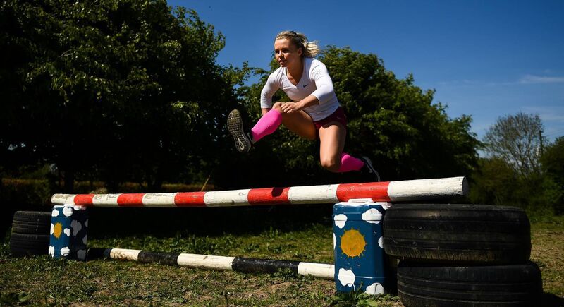 Irish athlete Molly Scott during a training session at her home in Carlow while adhering to the guidelines of social distancing set down by the HSE.Picture: Harry Murphy/Sportsfile