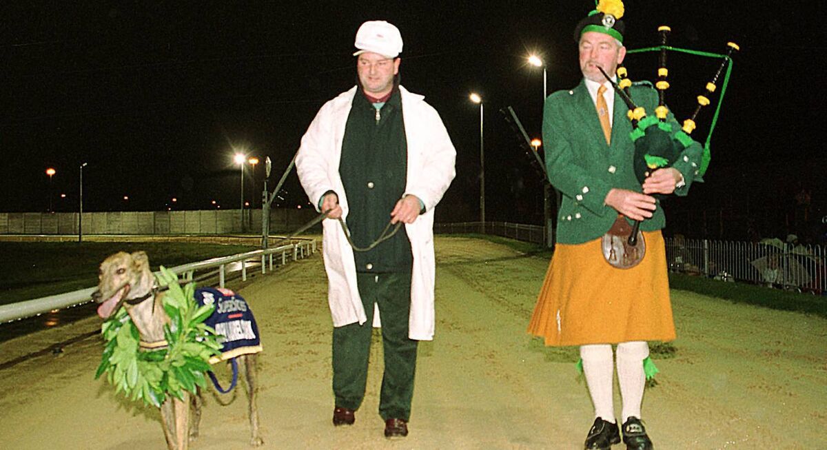 Barefoot Ridge with trainer Paul Hennessey are piped around the track after the final of The Co-Op SuperStores Laurels at Curraheen Park in 2000. Barefoot Ridge with trainer Paul Hennessey are piped around the track after the final of The Co-Op SuperStores Laurels at Curraheen Park in 2000.