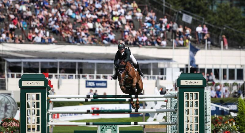 Shane Sweetnam on Kirchwasser during the 2019 Dublin Horse Show. Photo: INPHO/Bryan Keane