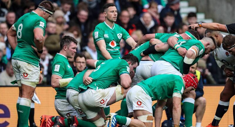 Ireland’s John Cooney and Ireland forwards at scrum time. Picture: INPHO/Billy Stickland
