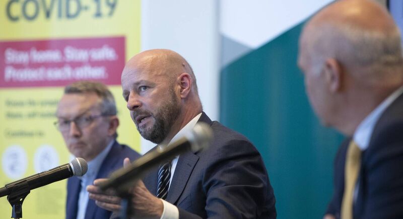 Prof. Philip Nolan, Chair of the NPHET Irish Epidemiological Modelling Advisory Group speaking at this evening's briefing. Picture: Colin Keegan, Collins Dublin