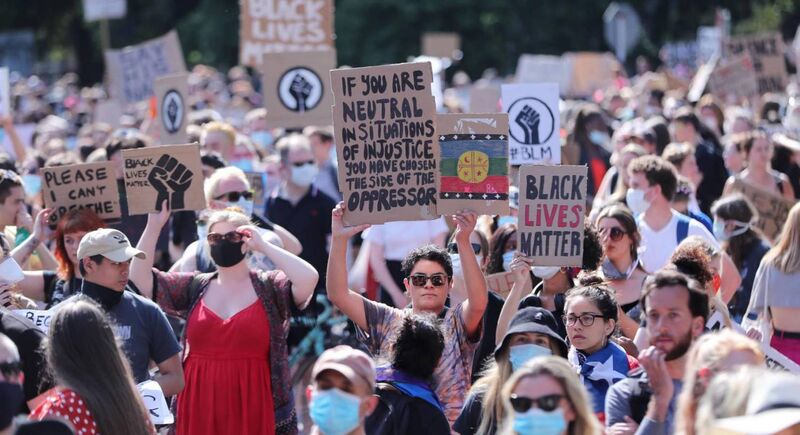 People at a Black Lives Matter protest rally outside the US Embassy in Dublin following the death of George Floyd in Minneapolis, US. PA Photo. Picture date: Monday June 1, 2020. See PA story POLITICS Floyd Ireland. Photo credit should read: Niall Carson/PA Wire People at a Black Lives Matter protest rally outside the US Embassy in Dublin following the death of George Floyd in Minneapolis, US. PA Photo. Picture date: Monday June 1, 2020. See PA story POLITICS Floyd Ireland. Photo credit should read: Niall Carson/PA Wire