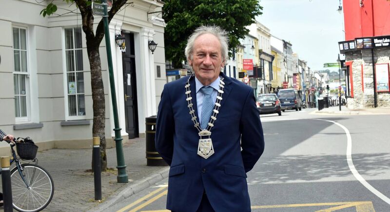 Michael Gleeson, Mayor of Killarney pictured on a very quiet Main Street at the weekend.