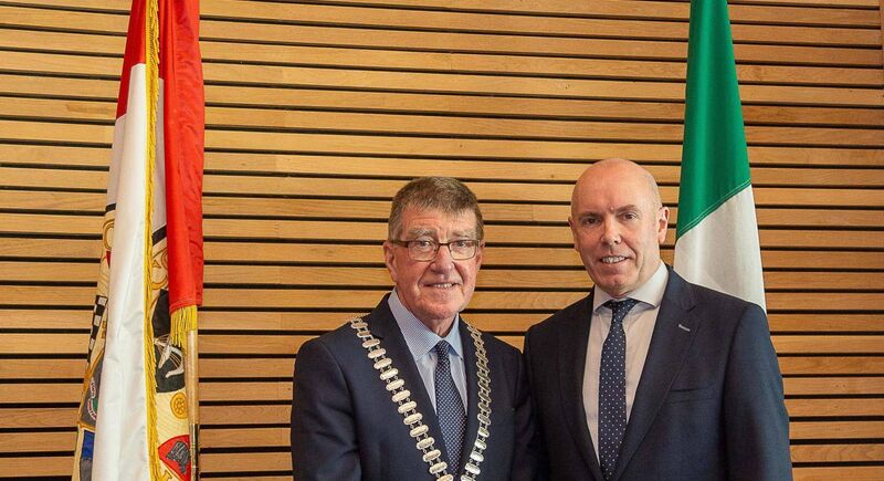 The newly elected Mayor of County of Cork Cllr. Ian Doyle &amp; Chief Executive of Cork County Council, Tim Lucey. Pic: Richard Coleman – AP