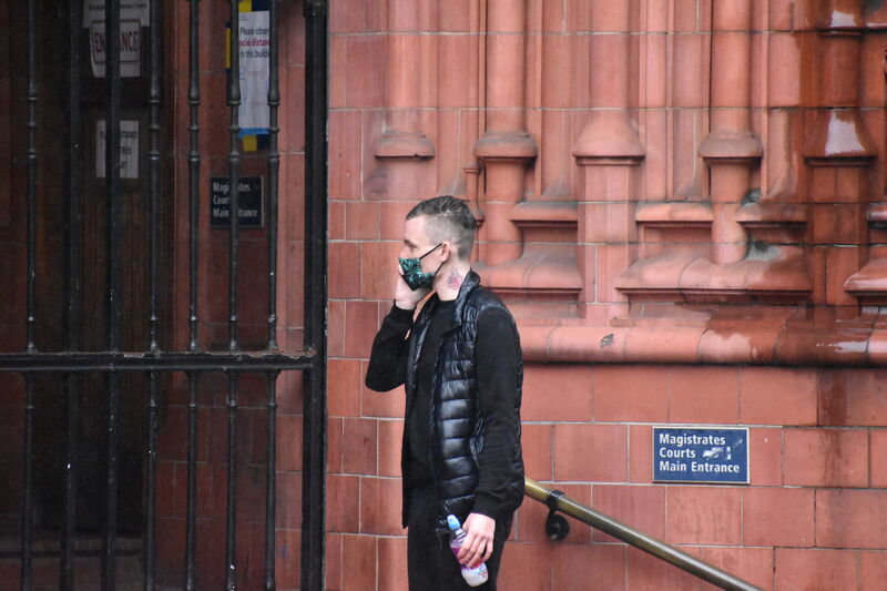 Matthew Wain waiting to enter Birmingham Magistrates&rsquo; Court (Matthew Cooper/PA)