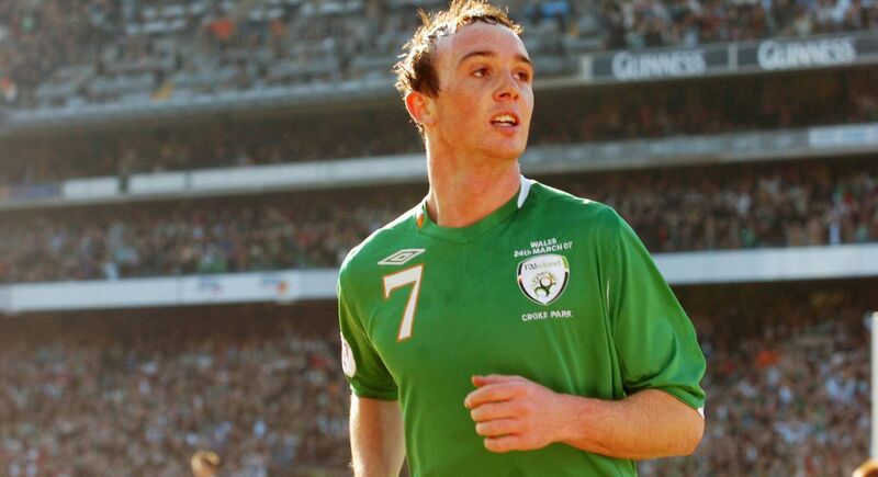 Stephen Ireland celebrates after scoring the first-ever goal in an international football match at Croke Park against Wales in 2007. Ireland says "the dream" is a return to play for the Republic of Ireland. Picture: Eddie O'Hare