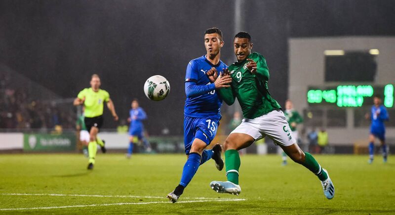 The Republic of Ireland's Adam Idah in action against Enrico Del Prato of Italy at Tallaght Stadium. The sides drew 0-0 last October. Photo by Eóin Noonan/Sportsfile The Republic of Ireland's Adam Idah in action against Enrico Del Prato of Italy at Tallaght Stadium. The sides drew 0-0 last October. Photo by Eóin Noonan/Sportsfile