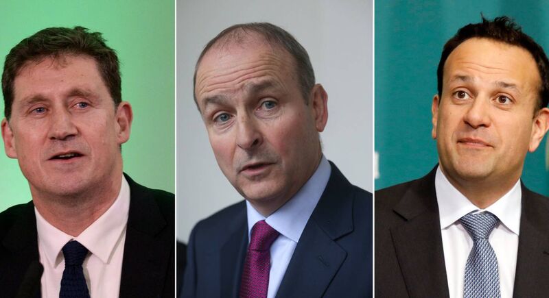 Green Party leader Eamon Ryan, Fianna Fail leader Michael Martin, and Taoiseach Leo Varadkar, after Fianna Fail, Fine Gael and the Greens finalised the text of a draft programme for government four months on from the election. Picture: Caroline Quinn/Damien Eagers/Leon Farrell/PA Wire Green Party leader Eamon Ryan, Fianna Fail leader Michael Martin, and Taoiseach Leo Varadkar, after Fianna Fail, Fine Gael and the Greens finalised the text of a draft programme for government four months on from the election. Picture: Caroline Quinn/Damien Eagers/Leon Farrell/PA Wire
