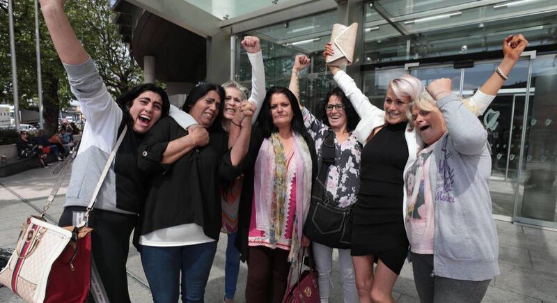 15/6/2020 L-R: Philomena Connors, Helen O Donoghue, Mary Moran, Margaret Hutchinson, Anne O Reilly, Bridget O Reilly and Kathleen O Driscoll - all daughters of convicted rapist James O Reilly (75) of - who was jailed for 20years for the repeated rape and sexual abuse of his younger sister and his seven(7) daughters over a 23-year period 1977 to 2000. Pic: Collins Courts