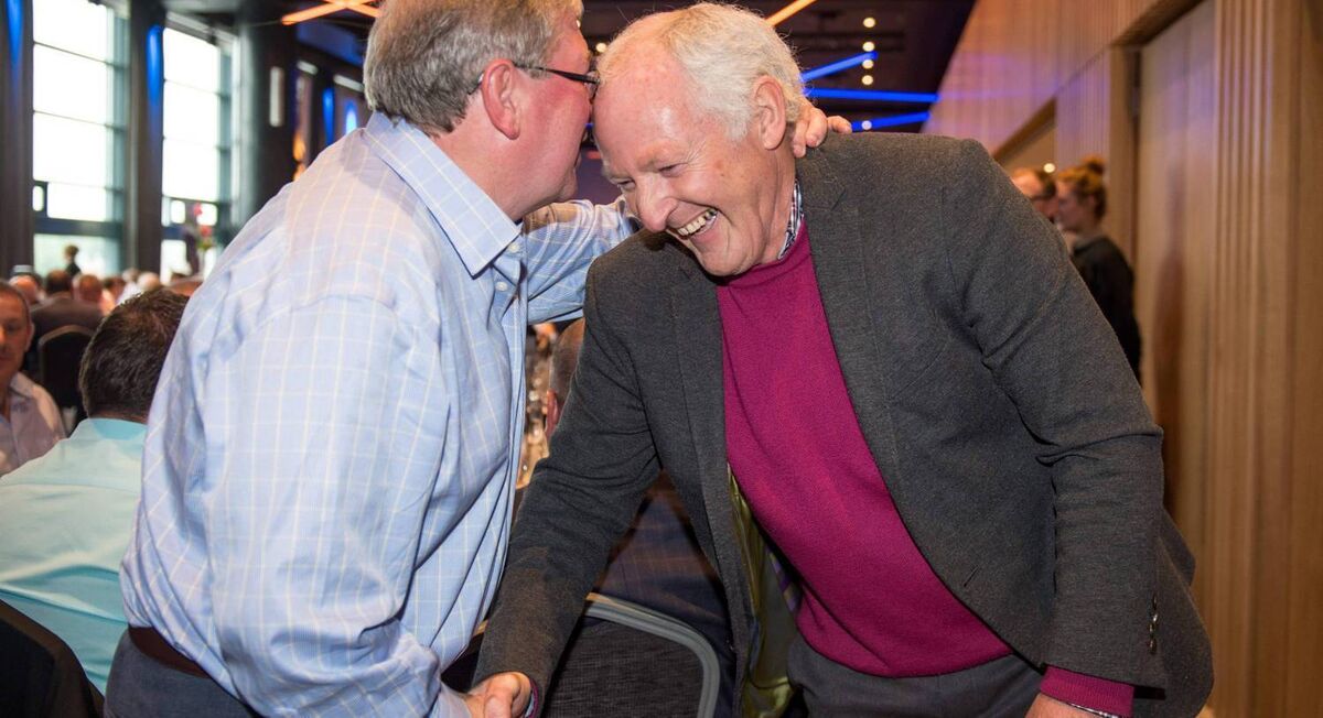 Seamus Darby, Offaly, and Charlie Nelligan, Kerry goalkeeper, at the GPA Former Players Event in 2015. Picture: Ray McManus / SPORTSFILE