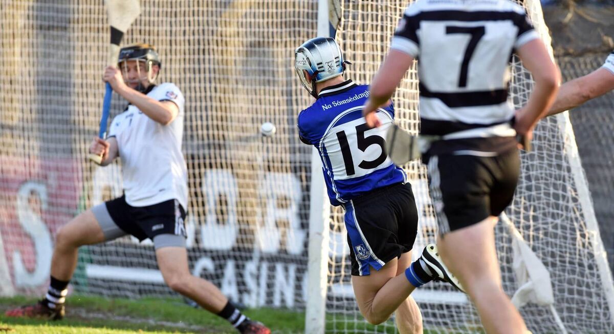 Eoin O'Sullivan scores Sarsfields only goal against Midleton in 2016. Picture: Eddie O'Hare