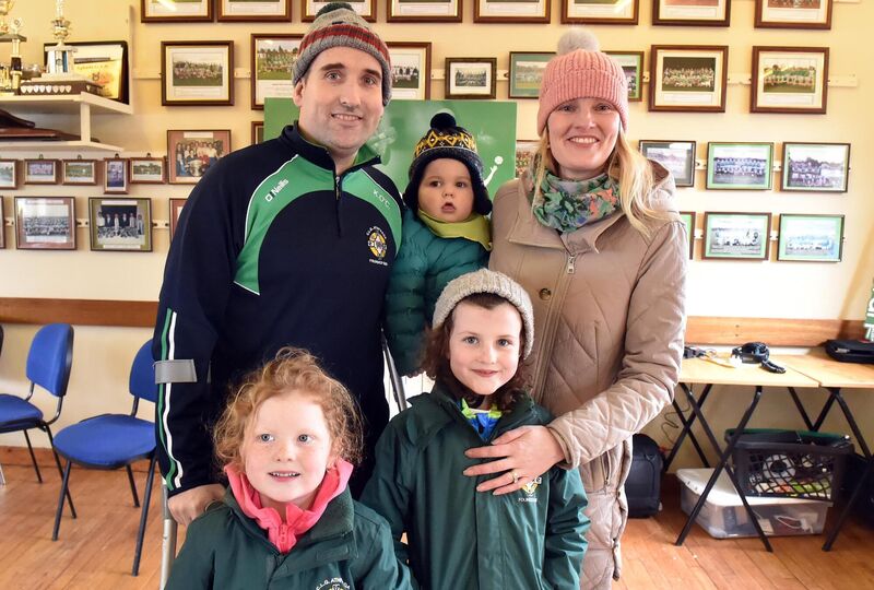 Kieran O'Connor with his wife Sinead and children Ava, Isabelle, and James at the Friends of Kieran fundraising 5km walk at Aghada GAA club in March 2019. Picture: Eddie O'Hare
