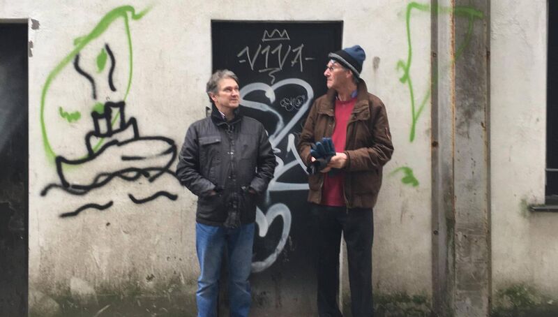 Grandnephews of the Wallace sisters, Bill Murphy and Ted Murphy, at the site of the Cork shop. Grandnephews of the Wallace sisters, Bill Murphy and Ted Murphy, at the site of the Cork shop.