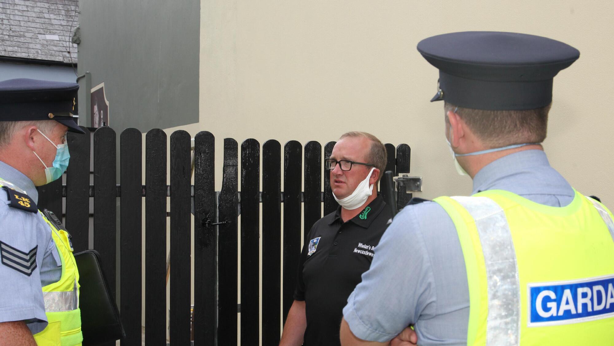 Gearoid Whelan, owner of Whelan's Pub, Newcastlewest, Co Limerick, talking to the Gardaí from Newcastlewest Garda Station.Picture: Brendan Gleeson