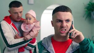 The Gruesome Twosome: Jock (Chris Walley) and Conor (Alex Murphy) in 'The Young Offenders'. Photographer: Miki Barlok/BBC/ Vico Films