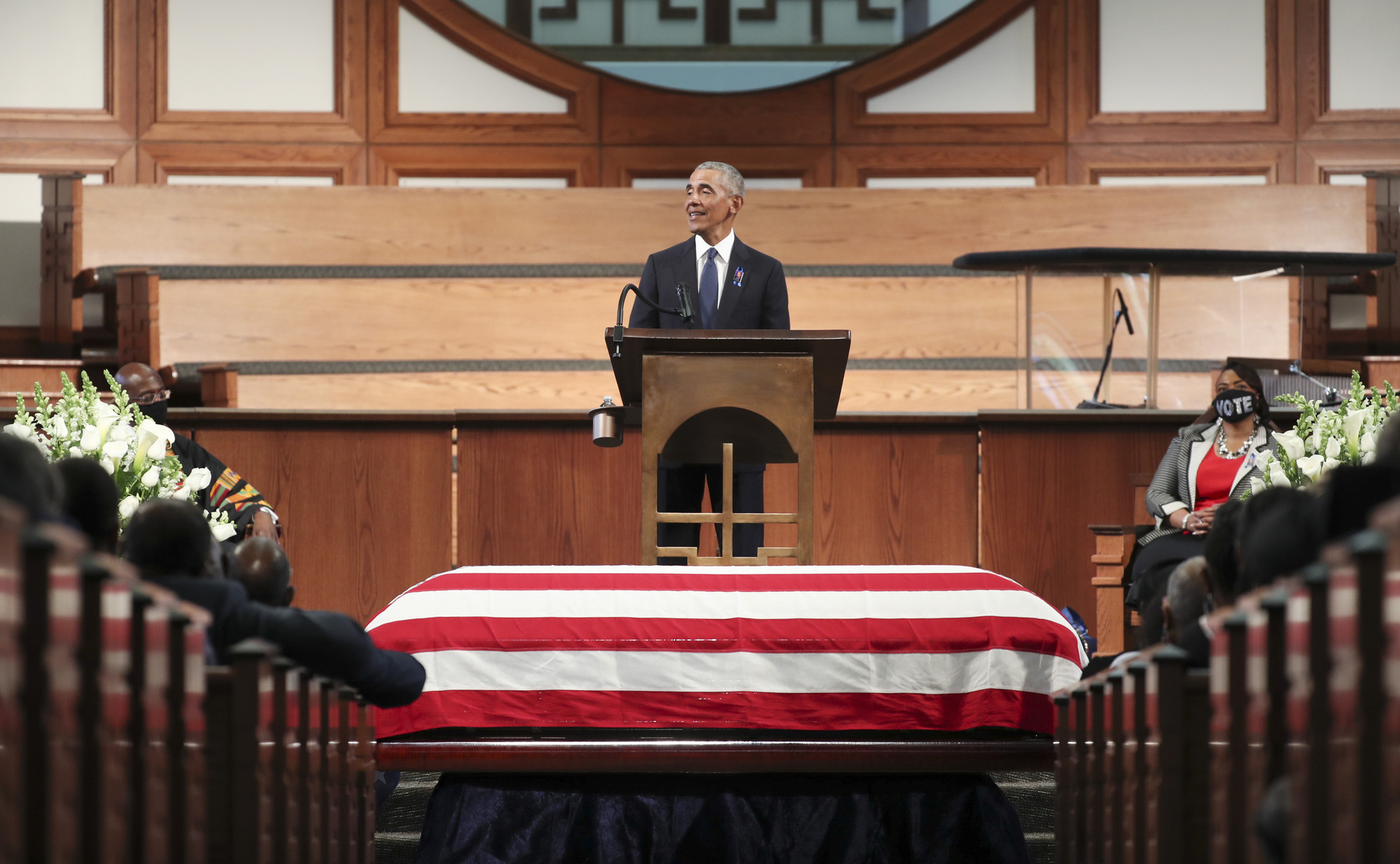 Former US presidents mourn John Lewis at funeral in Atlanta