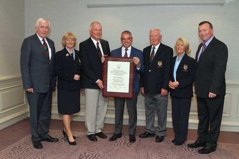 Ryder Cup captain Paul McGinley being presented with honorary life membership of Cork GC in 2013, with from left, Matt Sands; Margot Dennehy, lady captain; Dave Prendergast, captain; Willie Weir, president; Anne Burkley, lady president; and Fergal Deasy, vice captain. Ryder Cup captain Paul McGinley being presented with honorary life membership of Cork GC in 2013, with from left, Matt Sands; Margot Dennehy, lady captain; Dave Prendergast, captain; Willie Weir, president; Anne Burkley, lady president; and Fergal Deasy, vice captain.