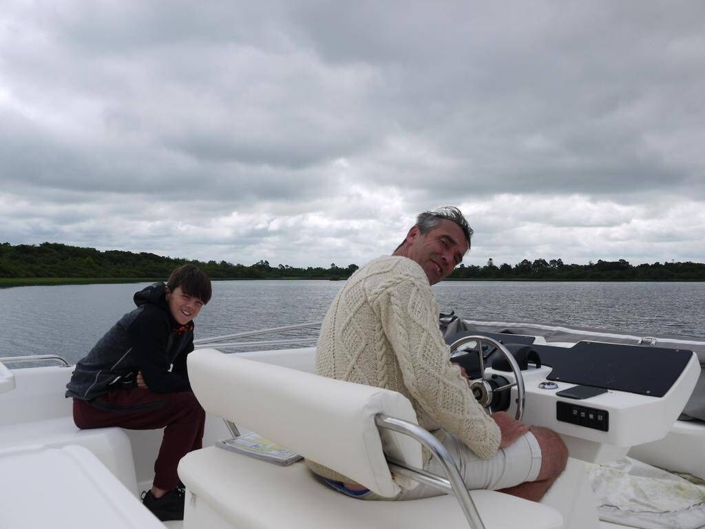 Chef Kevin Dundon and his son on their staycation on the river Shannon this year