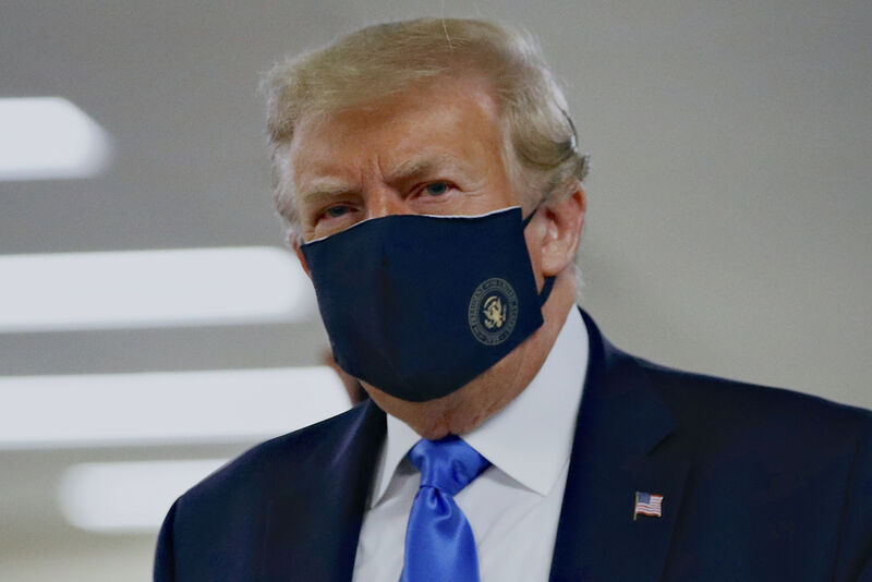 Donald Trump wearing a face mask last July. File picture: AP Photo/Patrick Semansky