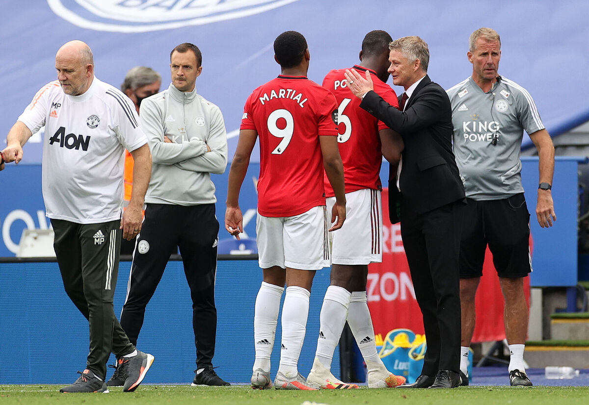 Manchester United manager Ole Gunnar Solskjaer and Paul Pogba. Picture: Carl Recine/NMC Pool/PA Wire. Manchester United manager Ole Gunnar Solskjaer and Paul Pogba. Picture: Carl Recine/NMC Pool/PA Wire.