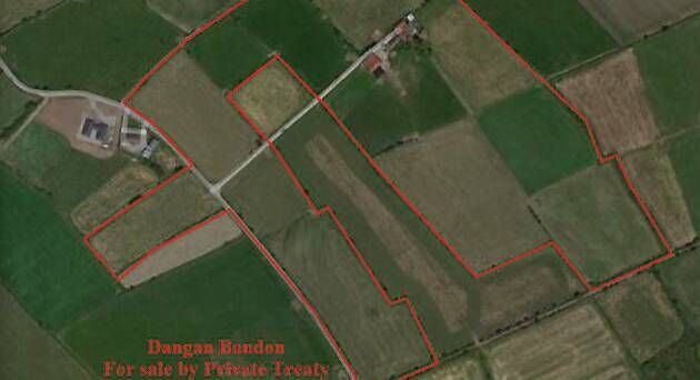 The aerial view of the 30-acre residential farm for sale at Dangan, Bandon, Co Cork, which is under offer. The aerial view of the 30-acre residential farm for sale at Dangan, Bandon, Co Cork, which is under offer.