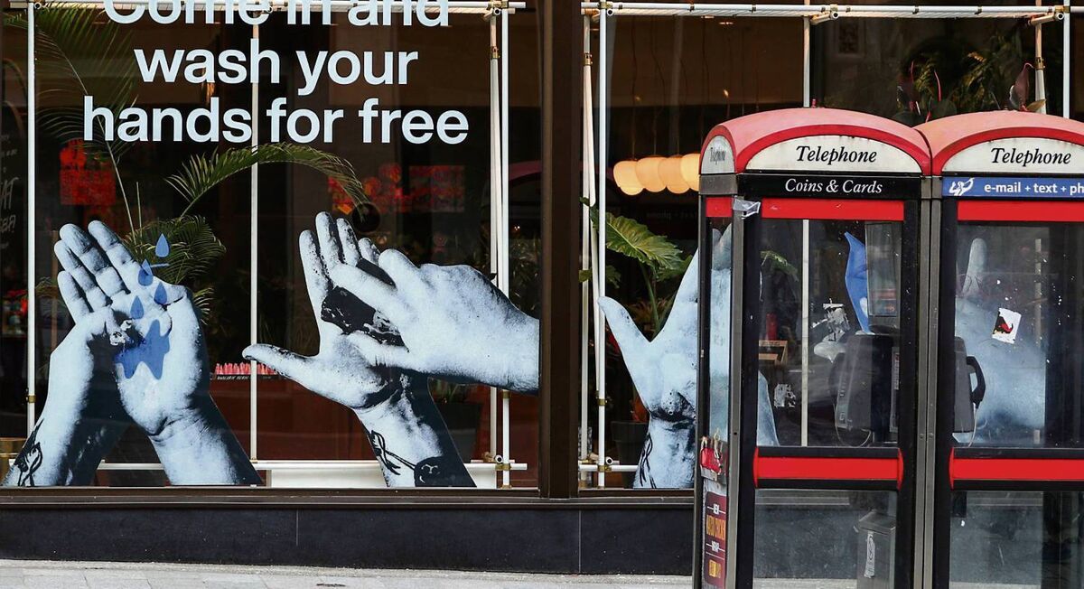 A sign in the window of a Lush store in Liverpool offering a free hand wash service in response to the coronavirus outbreak. Picture: Peter Byrne/PA