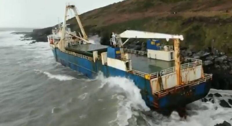 Wreck of the ghost ship MV Alta which was driven aground during Storm Dennis near Ballycotton, Co. Cork, Ireland. The 70 meter freighter first made headlines in October 2018 when the US Coast Guard rescued its crew aboard the disabled ship 1,380 miles southeast of Bermuda. Wreck of the ghost ship MV Alta which was driven aground during Storm Dennis near Ballycotton, Co. Cork, Ireland. The 70 meter freighter first made headlines in October 2018 when the US Coast Guard rescued its crew aboard the disabled ship 1,380 miles southeast of Bermuda.