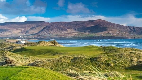The par-three 17th at Waterville in Kerry takes in the sea and astring of mountains, providing a rich tapestry of colour. The par-three 17th at Waterville in Kerry takes in the sea and astring of mountains, providing a rich tapestry of colour.